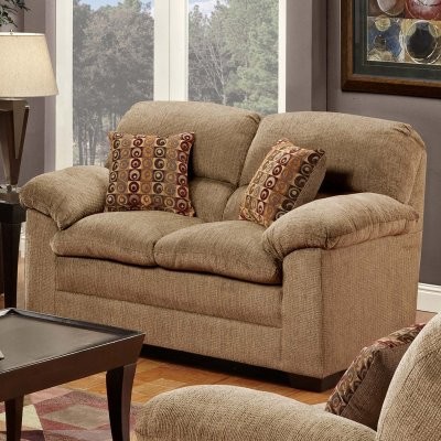 Simmons Radar Mocha Chenille Loveseat with Accent Pillows