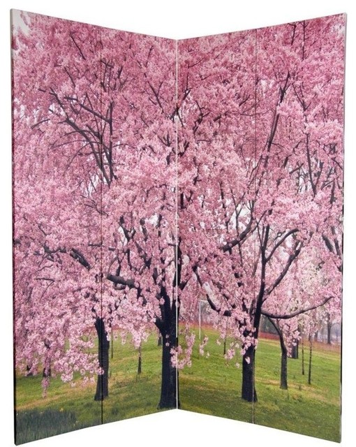 6' Tall Double Sided Cherry Blossoms Room Divider