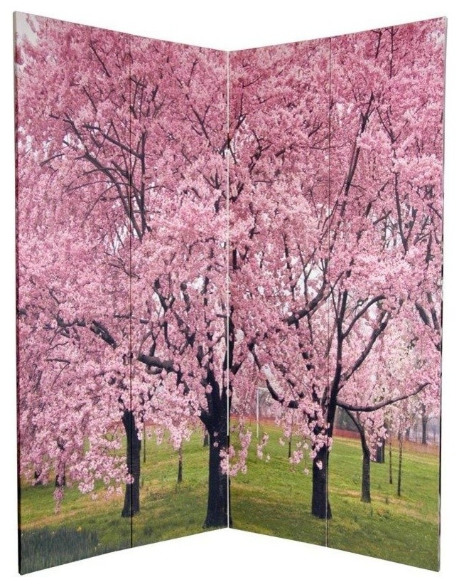 6' Tall Double Sided Cherry Blossoms Room Divider