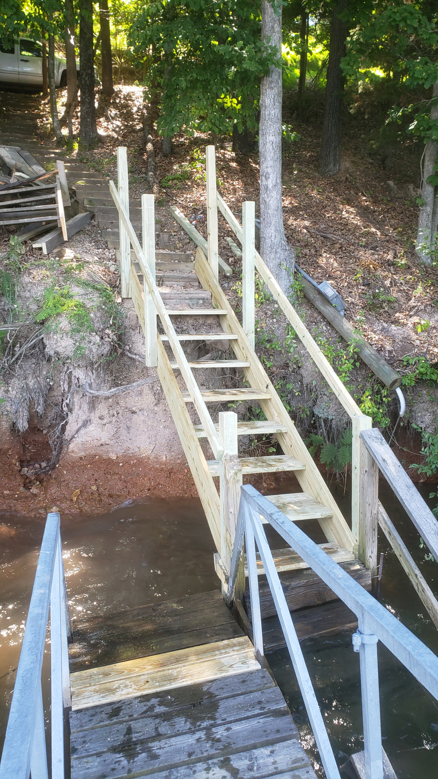 Steep Steps Leading To Lake Dock Stock Image - Image of steps, pond:  220289845