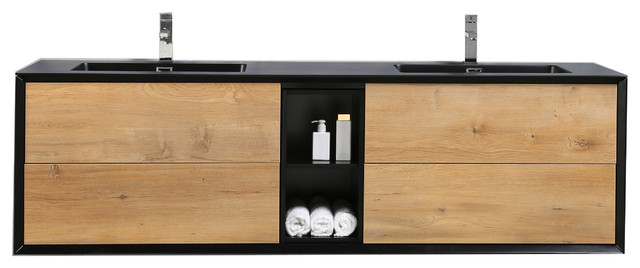 Eviva Vienna 75" Oak Black Vanity