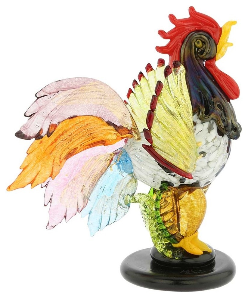 Murano Glass Rooster Sculpture Contemporary Desk Accessories by