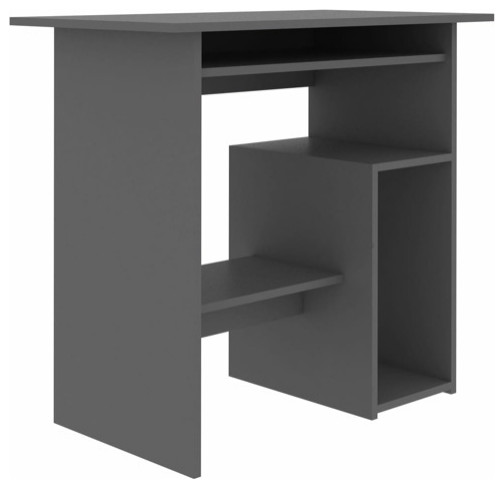 vidaXL Desk Computer Desk Home Office Desk with Storage Gray Engineered Wood