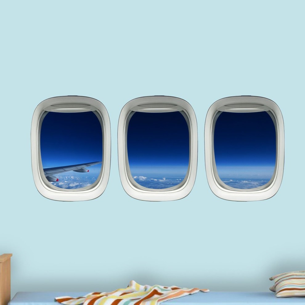 VWAQ Plane Window Decal, Airplane Wing Stickers Clouds Wall Art VWAQ