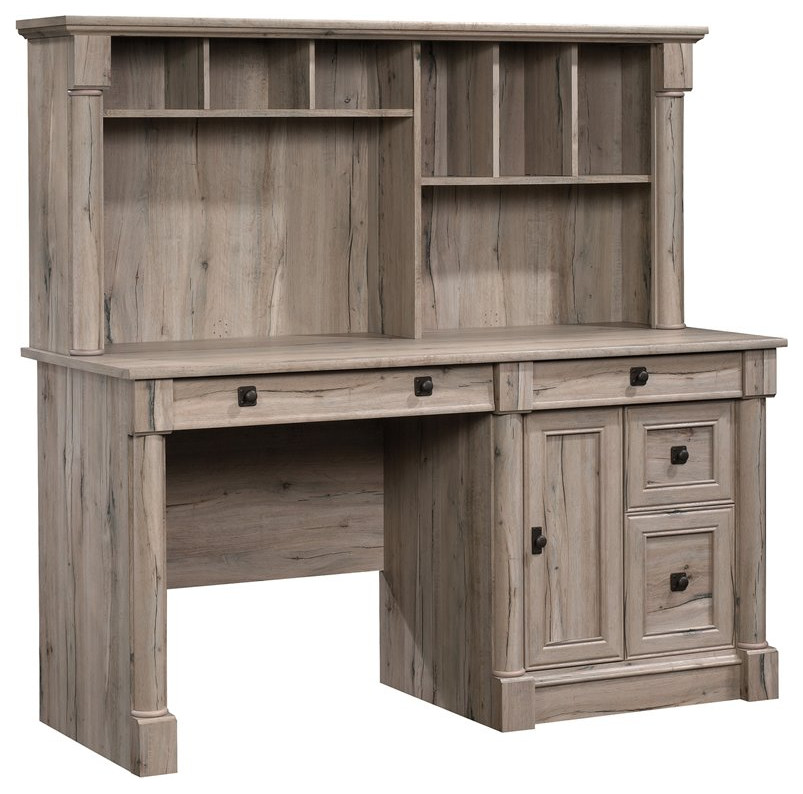Sauder Palladia Engineered Wood Computer Desk With Hutch in Select