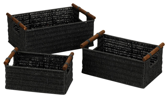 Decorative Woven Baskets 3 Pack - Beach Style - Baskets - by Household Essentials | Houzz