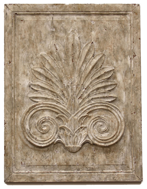 Maconnerie French Country Acanthus Leaf Carved Wood Wall Panel