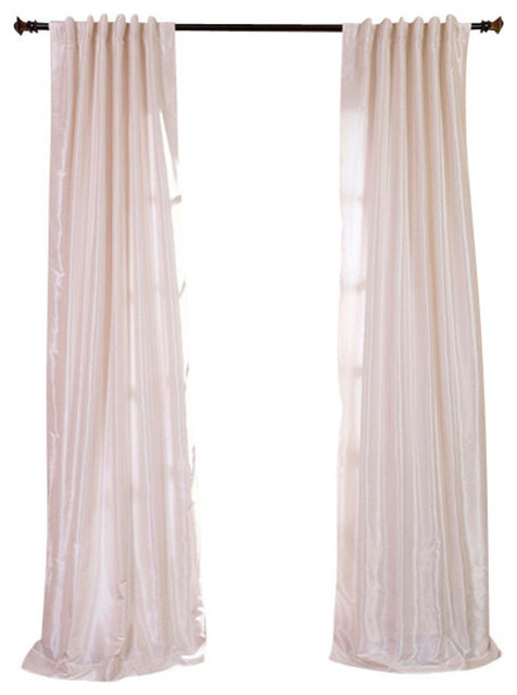 Off White Textured Vintage Fauxdupioni Silk Curtain Single Panel