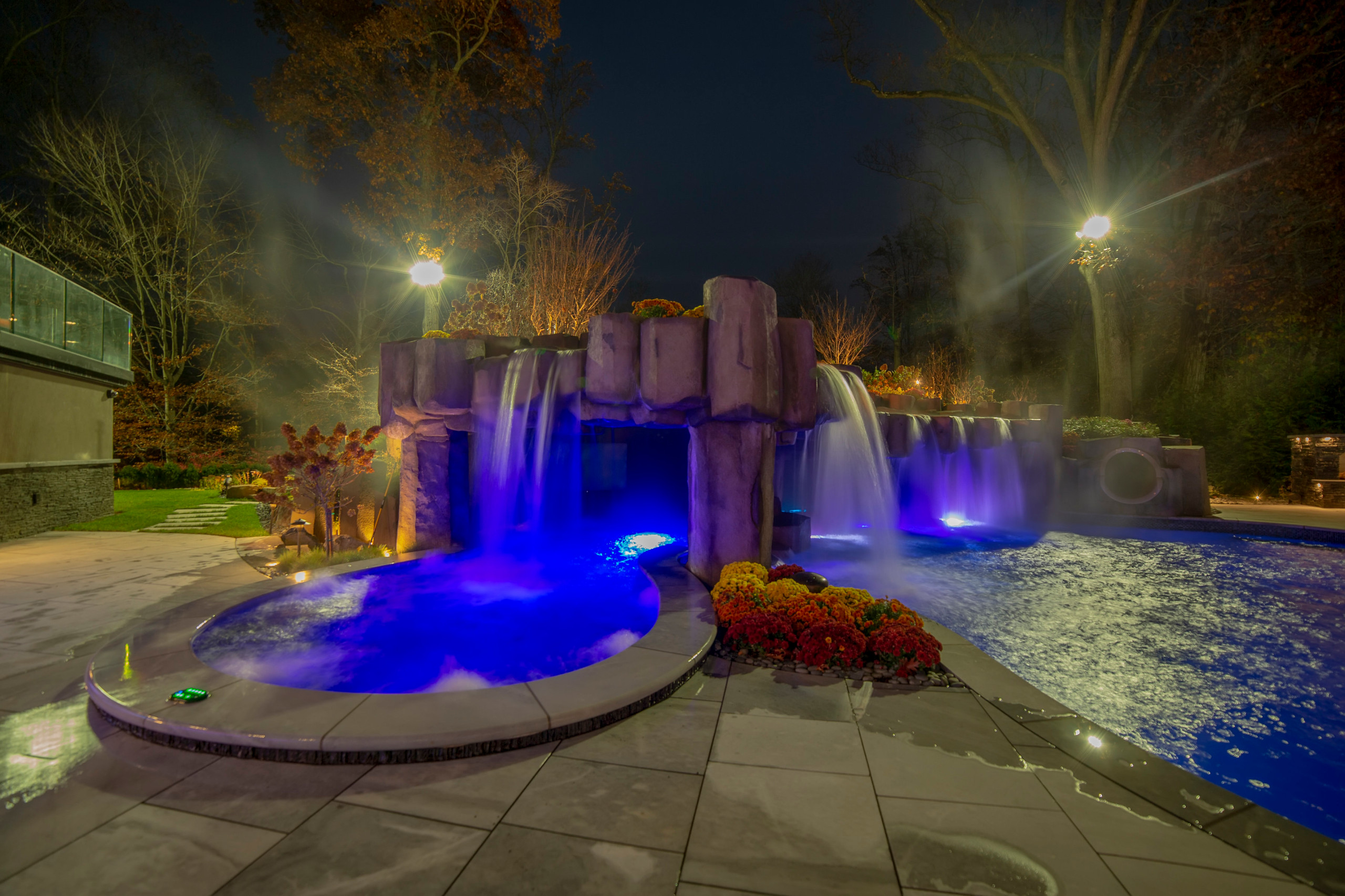 Backyard patio and lighting