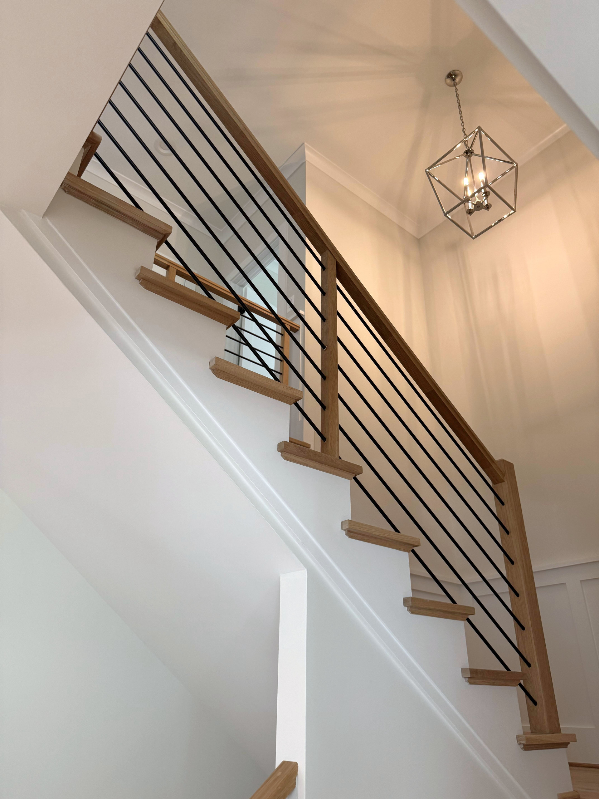 140_Modern White Oak Stair with Horizontal Bar Rail, Falls Church, VA 22043