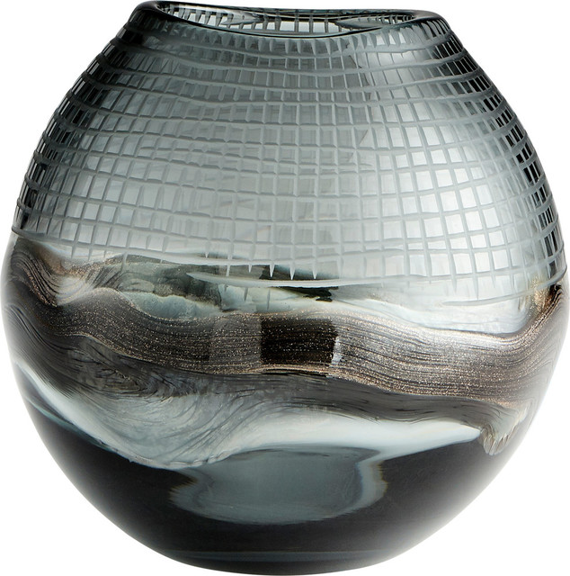 Axiom Vase, Clear And Glitter Gold