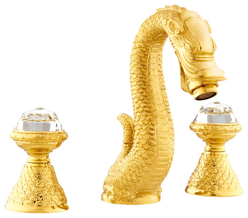 Dragon 3-Hole Faucet, Swarovski Crystal, Gold
