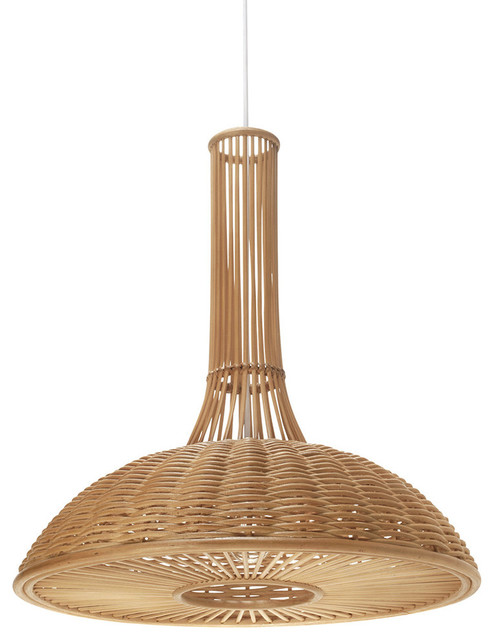 Handwoven Wicker Long Neck Pendant Lamp, Natural