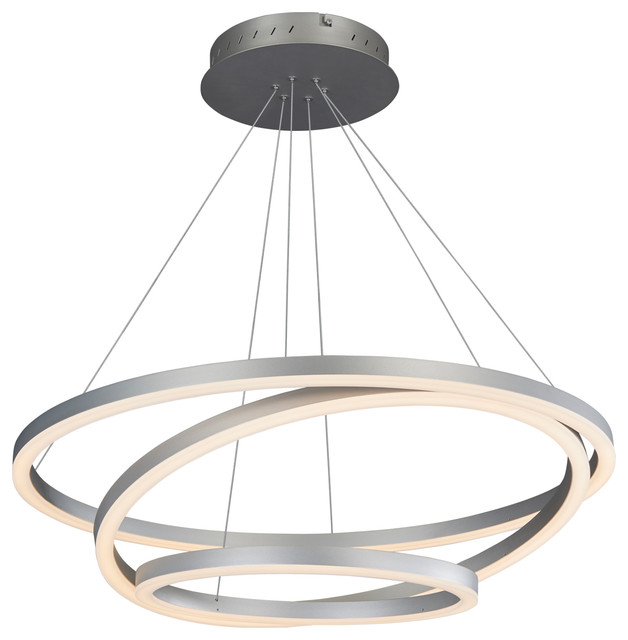 Tania Trio Circular Led Chandelier Silver Modern Chandeliers Tania Trio Circular Led Chandelier Silver