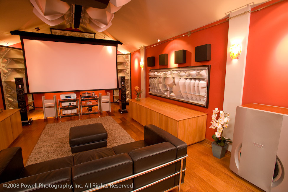 This is an example of an asian home theatre in Chicago.