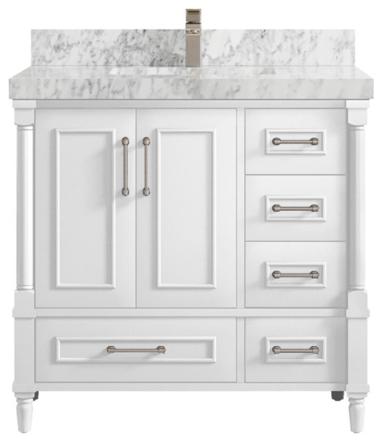 Aberdeen Bath Vanity, 36" Center Left Transitional Bathroom