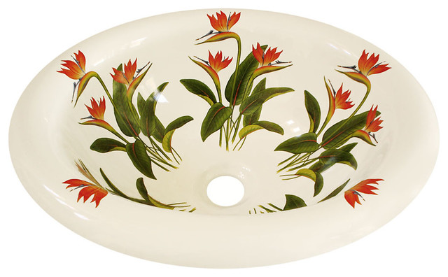 Bird of Paradise Hand Painted Sink