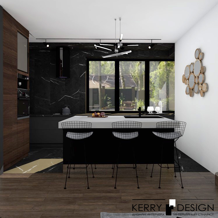 Открытая кухня в частном доме 14 кв м