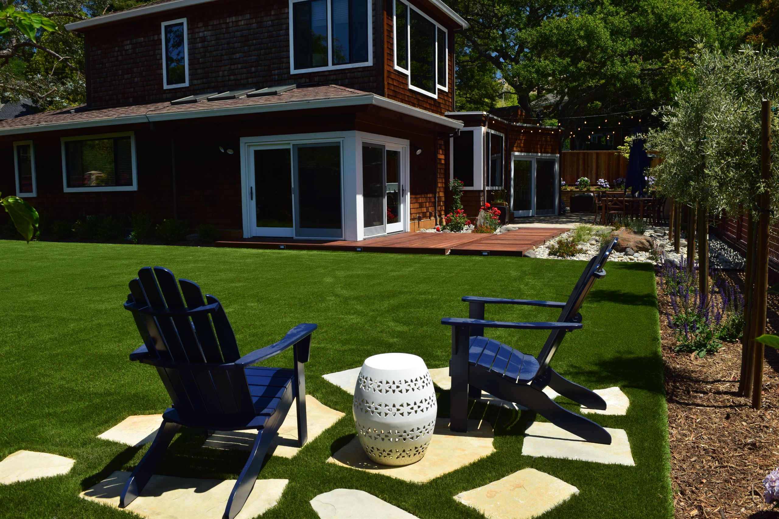 Spacious Garden with patio and lawn