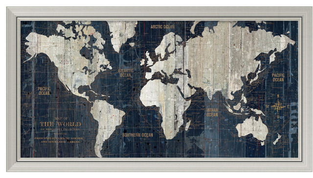 Framed Print Old World Map Blue By Wild Apple Portfolio Outer