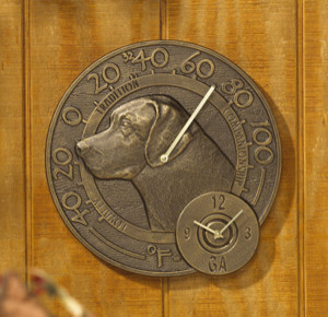 Labrador Thermometer Clock - French Bronze