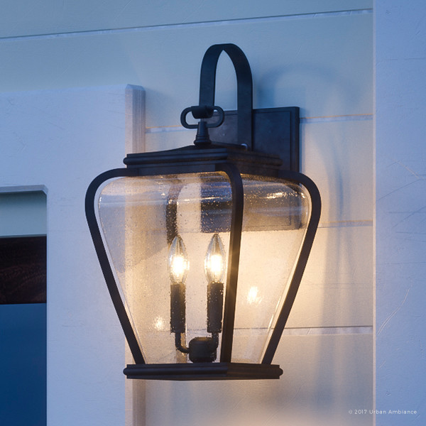 Luxury French Country Black Outdoor Wall Light, UQL1202, Florence
