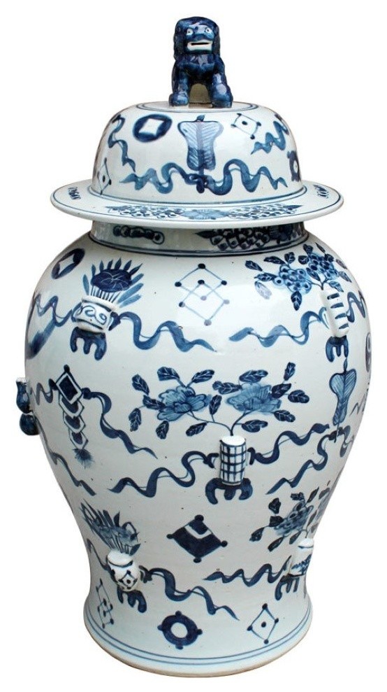 Porcelain White Color Glazed Porcelain Ceramic Temple Jar Ginger Jar 