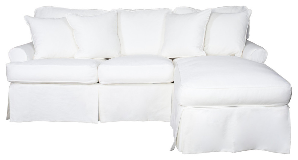 Horizon Slipcovered Sleeper Sofa With Reversible Chaise, White