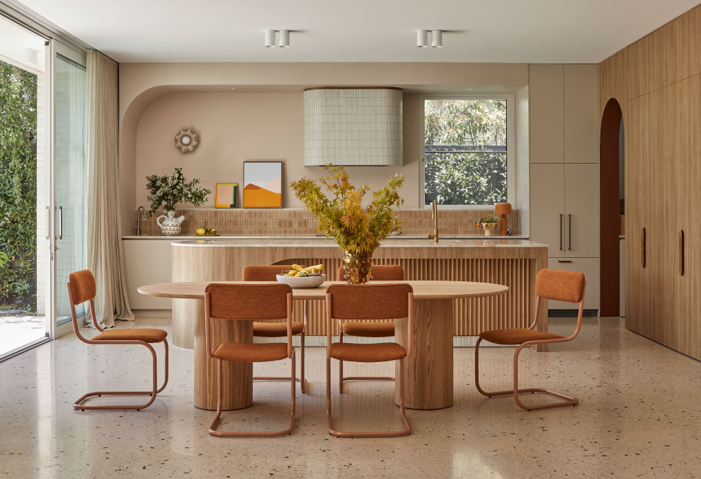 Photo of a midcentury dining room in Melbourne.