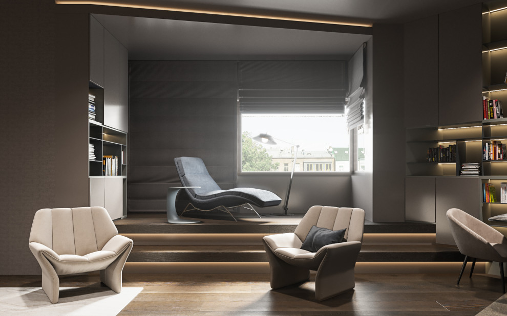 Студия в современном стиле  в колониальных тонах