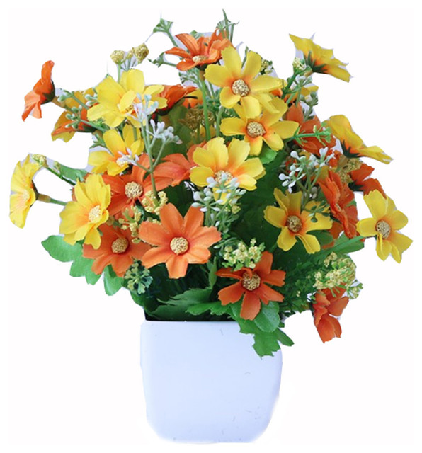 Decorative Faux Flower Artificial Flowers With Plastic Pot Modern Artificial Flower