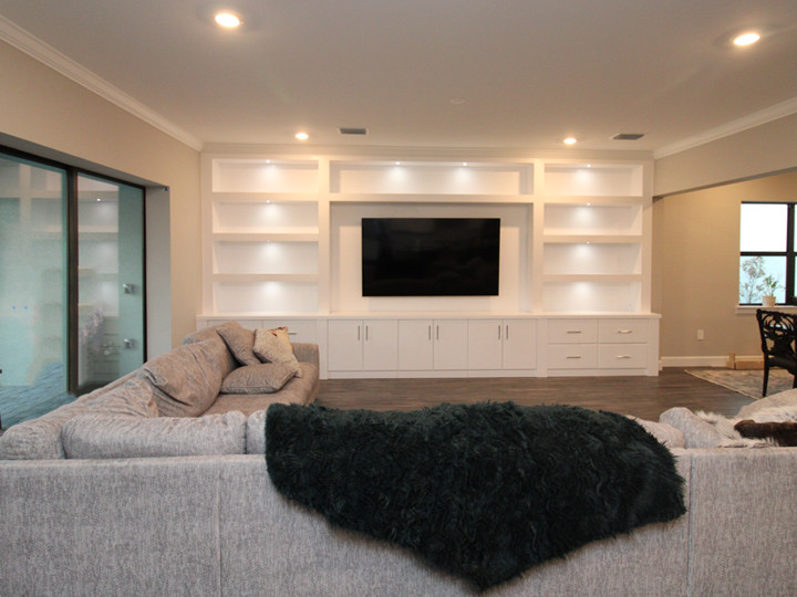 Custom BuiltIn Entertainment Center Floor to Ceiling, Wall to Wall