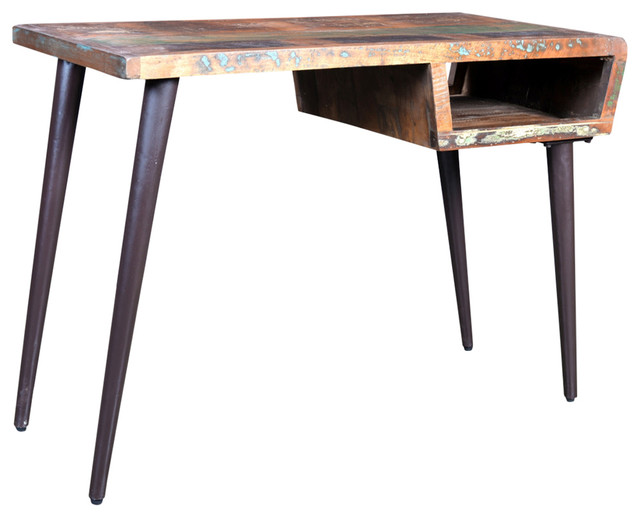 vidaXL Desk Computer Desk Writing Table with Iron Legs Solid Wood Reclaimed