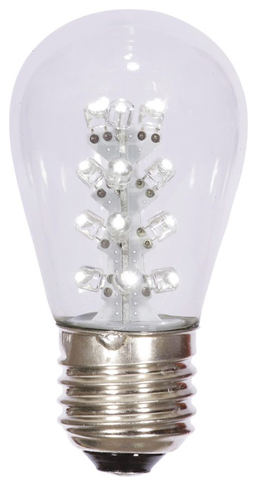 S14 LED PureWht Transp Bulb E26 Base 5-Pack