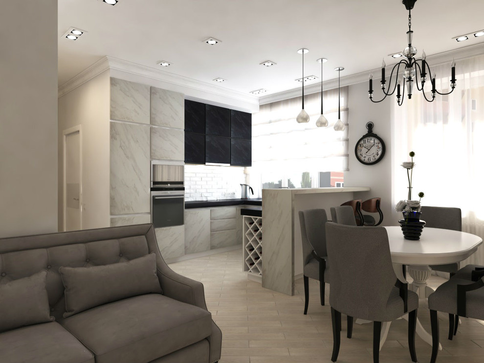 Объединенная кухня-гостиная