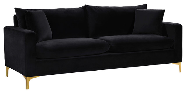 Naomi Velvet Sofa Gold And Chrome Leg Set Midcentury Sofas By Meridian Furniture Houzz Naomi Velvet Sofa Gold And Chrome Leg, Cream Velvet Sofa Canada
