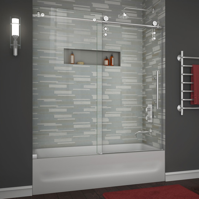 Dreamline Enigma Z 56 59 Frameless Sliding Tub Door Contemporary Enigma Z 56 To 59 Frameless Sliding Tub Door Clear 3 8