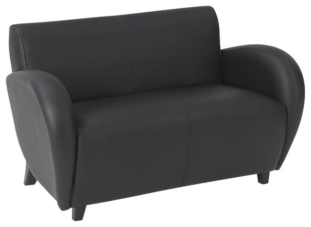 Office Star Eleganza Eco Leather Love Seat in Black