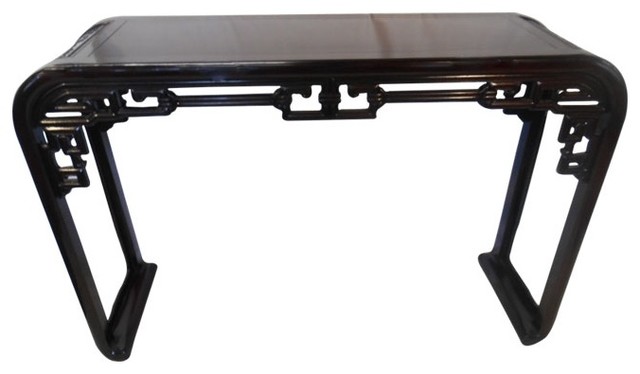 Key Carved Solid Rosewood Sofa Table With Scroll Legs
