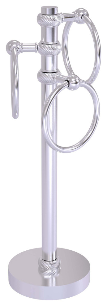 Vanity Top 3 Towel Ring with Twisted Accents, Satin Chrome