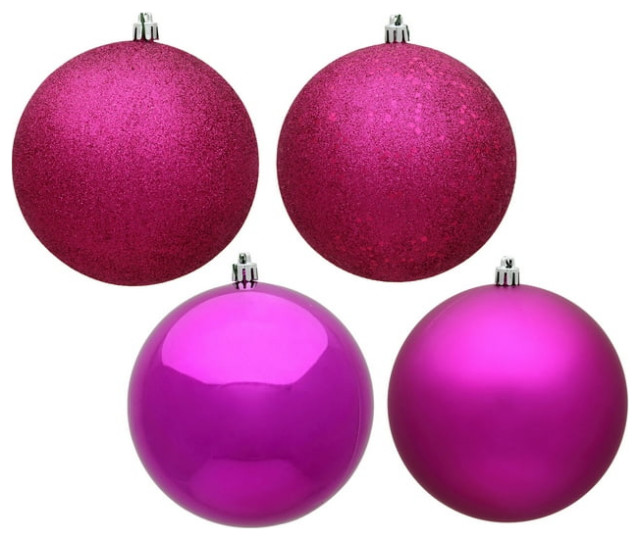 Vickerman Pink Jewel Glitter Christmas Ornaments - 4 Pack, Shatterproof, 4"-5" Size - View #3