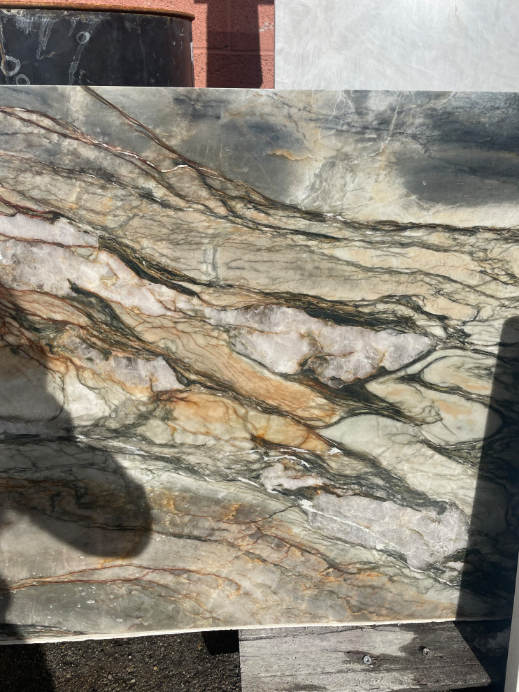 Matching Tempest Blue Quartzite in the Kitchen
