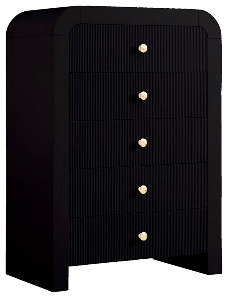 Bellagio Black Wood 5 Drawer Chest Transitional Dressers by Homesquare Houzz