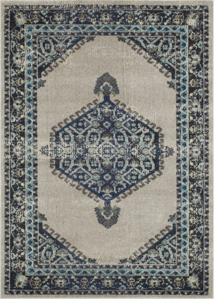 Avalon Rugs Bohemian Gypsy Collection Vintage Area Rug 5'x7' Ash, 8'x10' Mediterranean Area