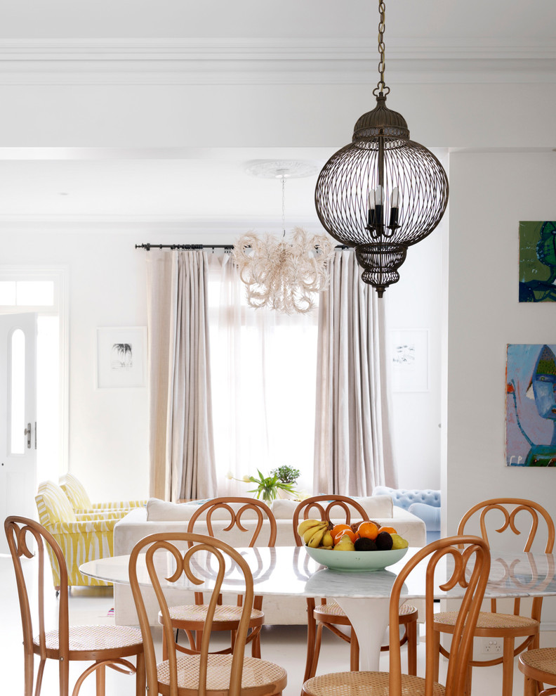 Design ideas for a mid-sized contemporary dining room in Sydney with white walls.