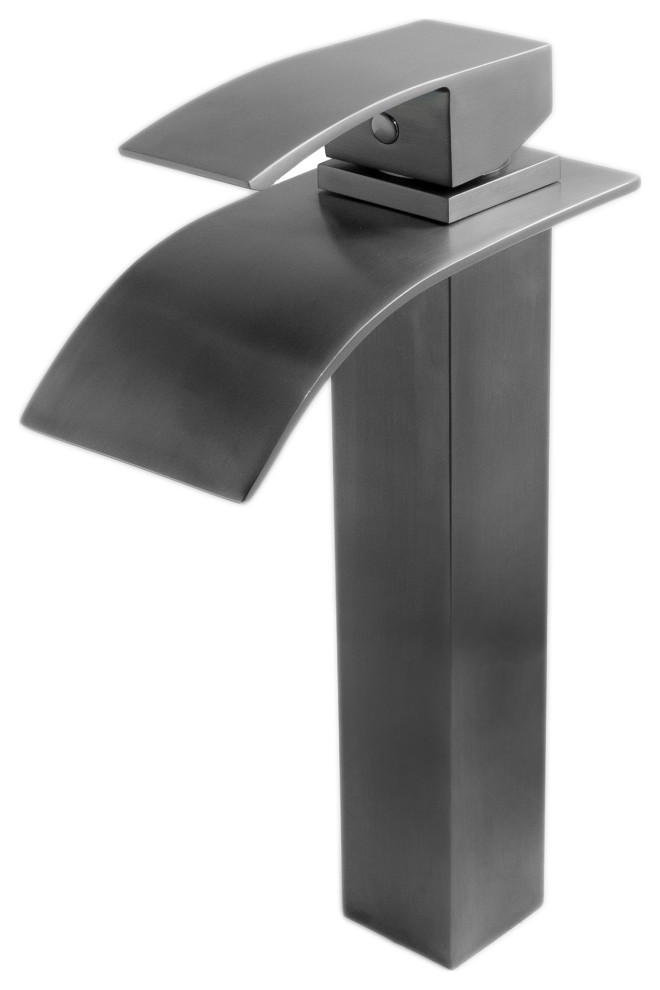 Novatto Eclipse Single Lever Waterfall Vessel Faucet, Gun Metal