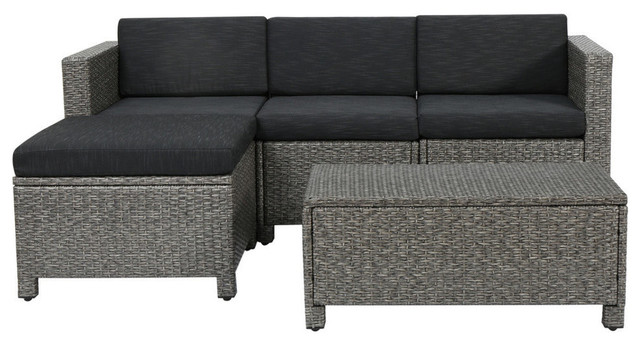 Gdf Studio 5 Piece Lorita Outdoor Gray Wicker Sectional Sofa With Black Cushions Tropical Lounge Sets By Gdfstudio - White Wicker Sectional Patio Furniture Gdf Studio 5 Piece Lorita Outdoor Gray Wicker Sectional Sofa With Black Cushions Tropical Lounge Sets By Gdfstudio - White Wicker Sectional Patio Furniture