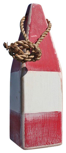 12" Nautical Wood Buoy- Red/White/Red