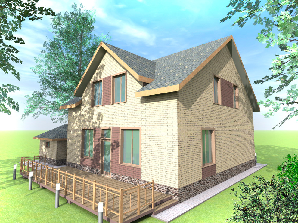 Двухэтажный жилой дом с мансардой