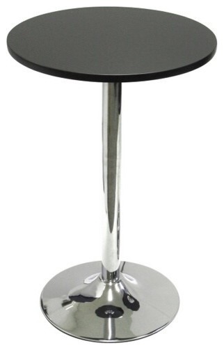 Bistro Tea Table with Round Black Table and Glossy Metal Base